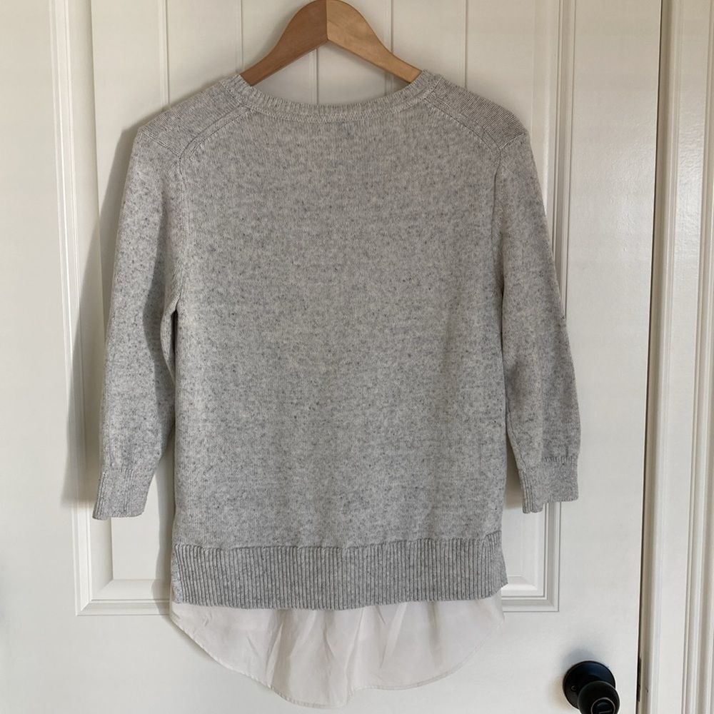 Banana Republic Pullover Sweater Womens Size Small Gray White 3/4 Sleeve - Picture 7 of 8
